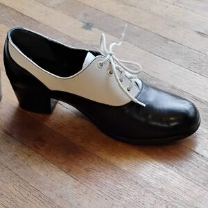 Vintage Aris Allen Leather Swing Dance Shoes Lace Up Spectator B&W